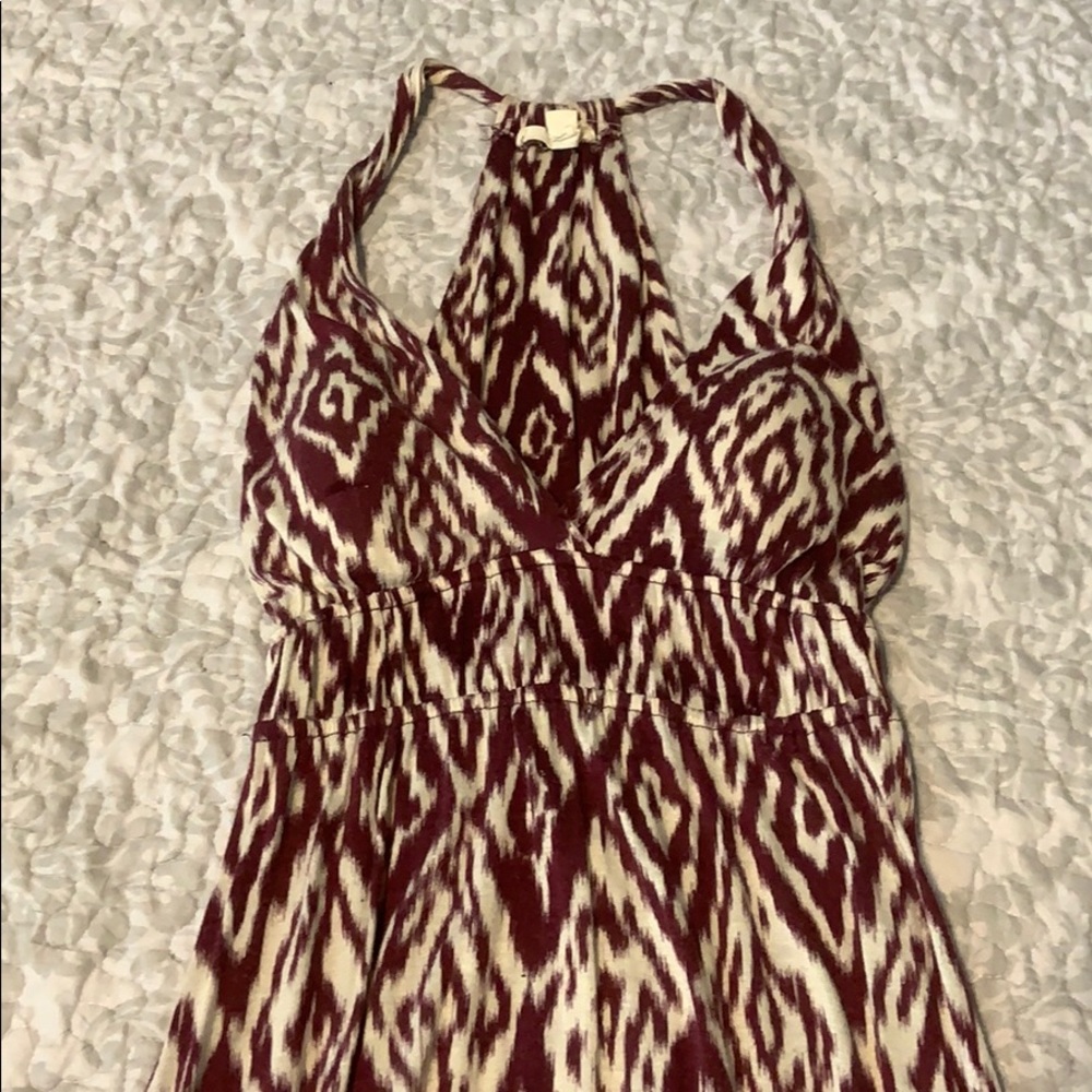 Red and white halter dress